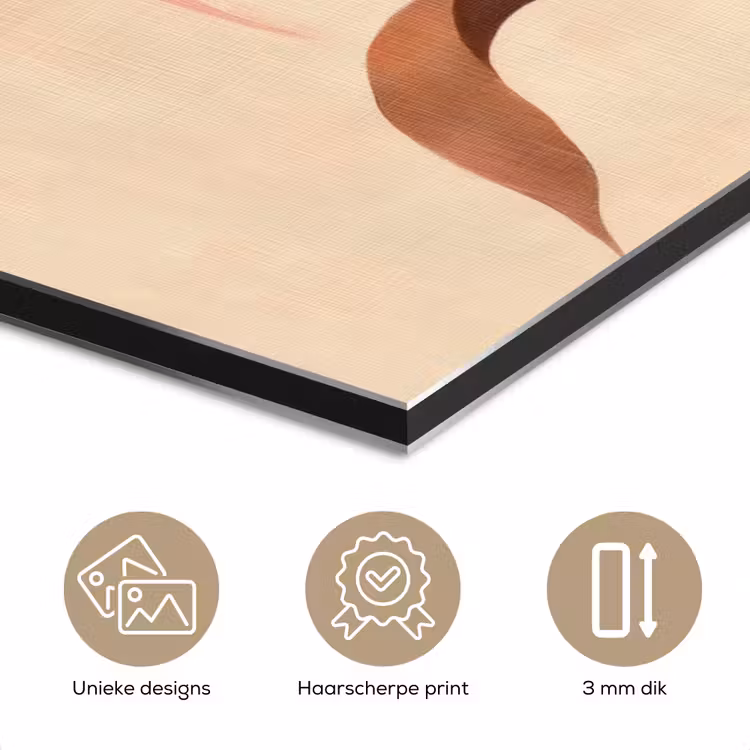 Aluminium schilderij - Minimalistisch - Bloem - Bladeren - Beige — 7