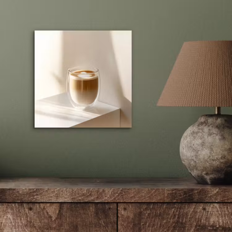 Aluminium schilderij - Mok - Latte - Minimalistisch - Schaduw — 3