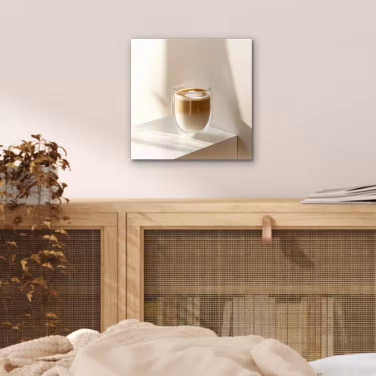 Aluminium schilderij - Mok - Latte - Minimalistisch - Schaduw — 4