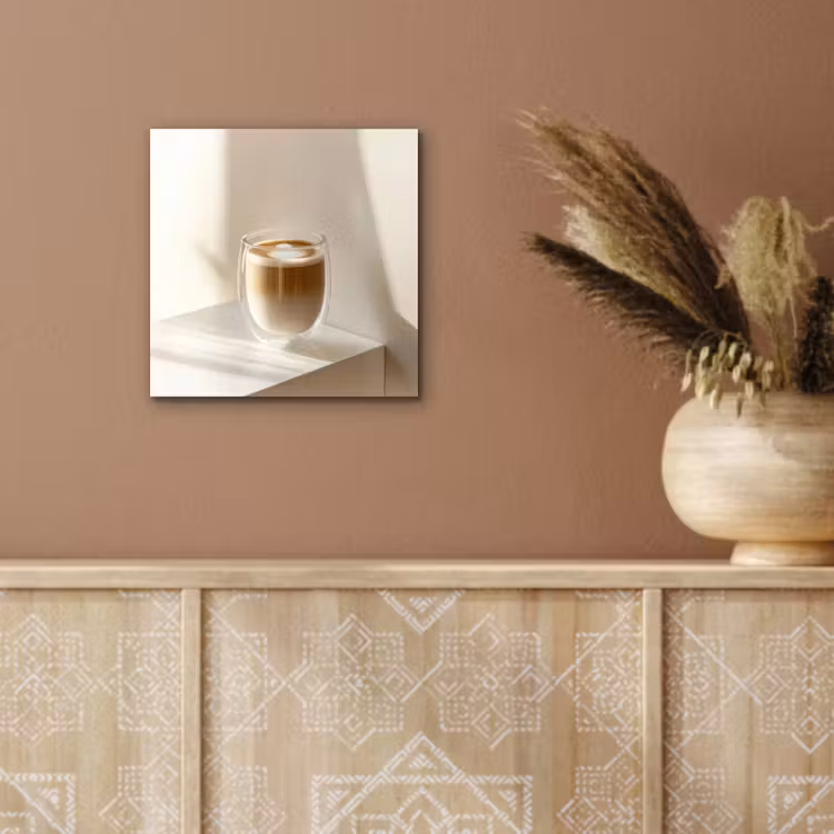 Aluminium schilderij - Mok - Latte - Minimalistisch - Schaduw — 5