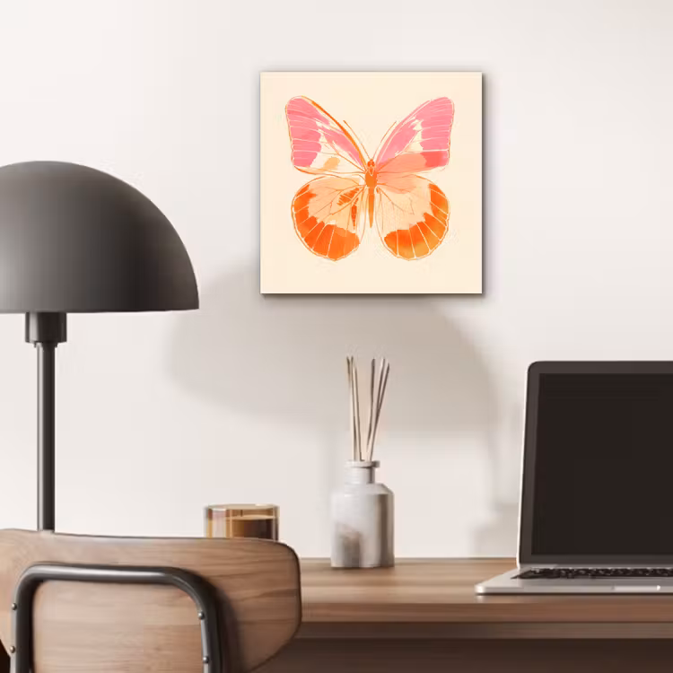 Aluminium schilderij - Oranje - Vlinder - Minimalistisch — 6
