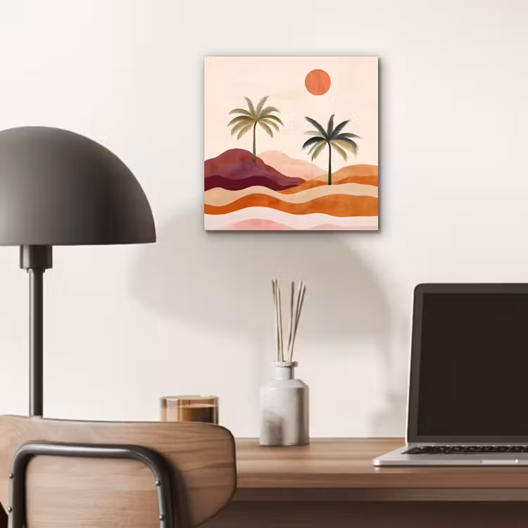 Aluminium schilderij - Palmbomen - Abstract - Zon - Heuvels — 6