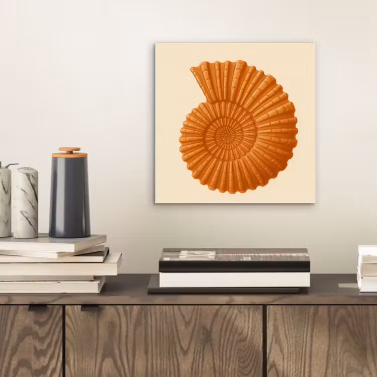 Aluminium schilderij - Schelp - Oranje - Ribbels — 2