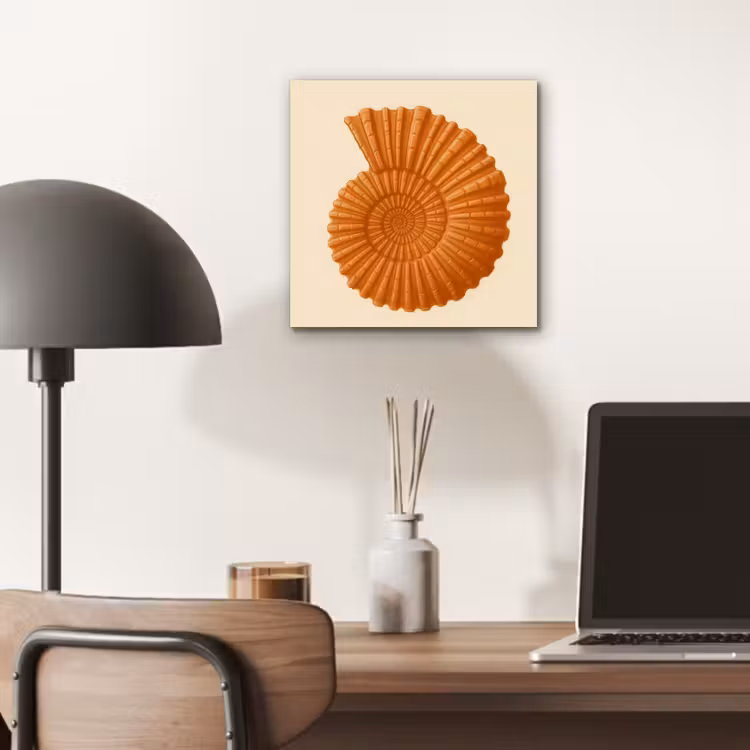 Aluminium schilderij - Schelp - Oranje - Ribbels — 6
