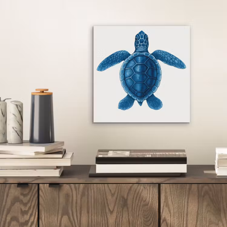 Aluminium schilderij - Schildpad - Blauw - Schild — 2