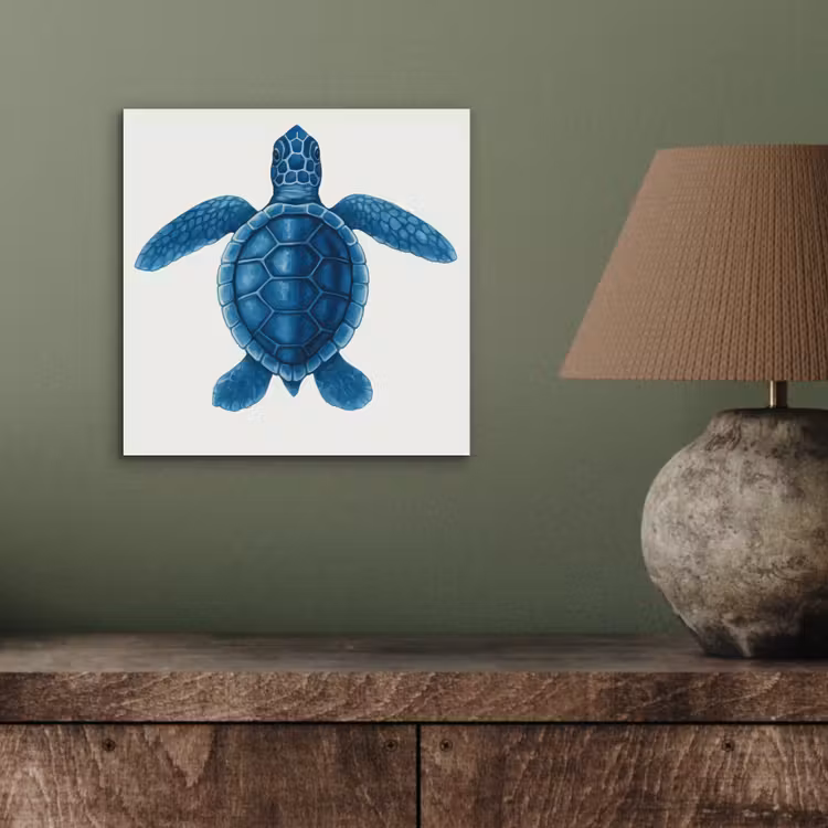 Aluminium schilderij - Schildpad - Blauw - Schild — 3