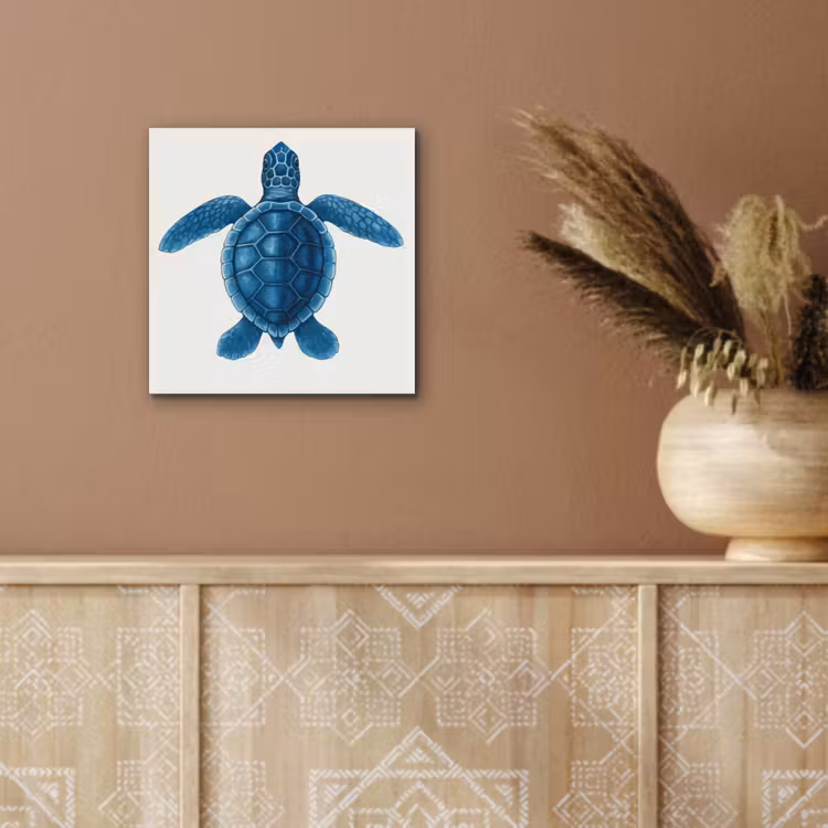 Aluminium schilderij - Schildpad - Blauw - Schild — 5