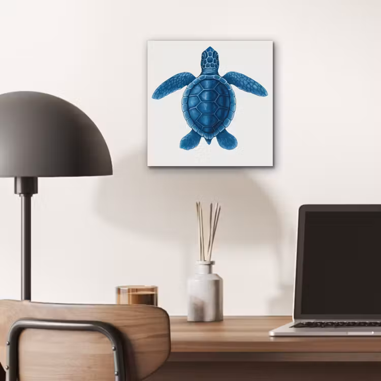 Aluminium schilderij - Schildpad - Blauw - Schild — 6