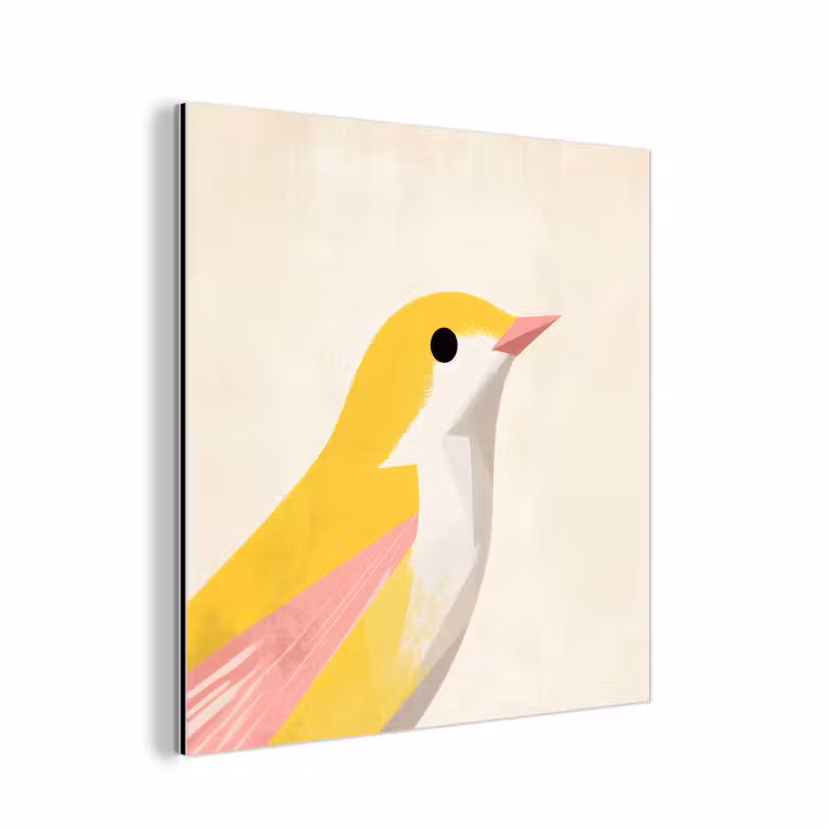 Aluminium schilderij - Vogel - Minimalistisch - Geel — 1