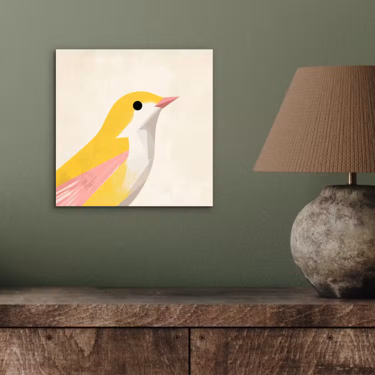 Aluminium schilderij - Vogel - Minimalistisch - Geel — 3