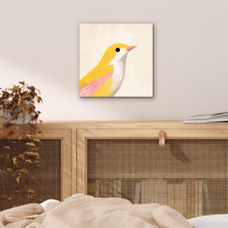 Aluminium schilderij - Vogel - Minimalistisch - Geel — 4