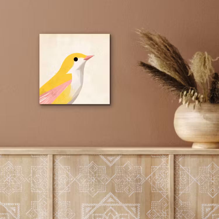 Aluminium schilderij - Vogel - Minimalistisch - Geel — 5