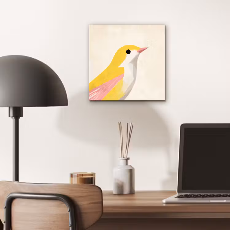 Aluminium schilderij - Vogel - Minimalistisch - Geel — 6