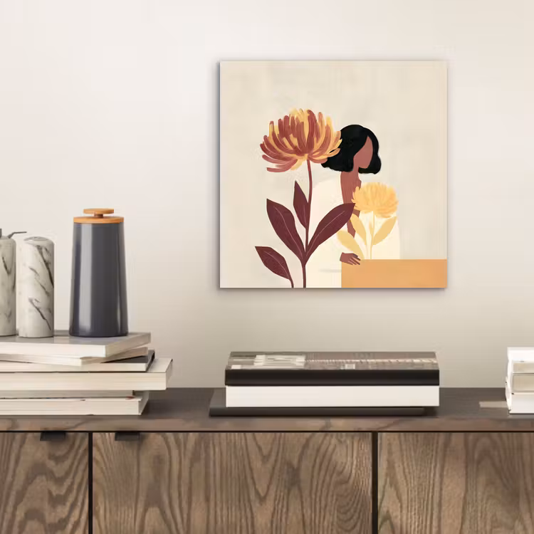 Aluminium schilderij - Vrouw - Minimalistisch - Bloem — 2