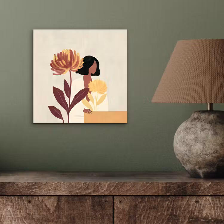 Aluminium schilderij - Vrouw - Minimalistisch - Bloem — 3