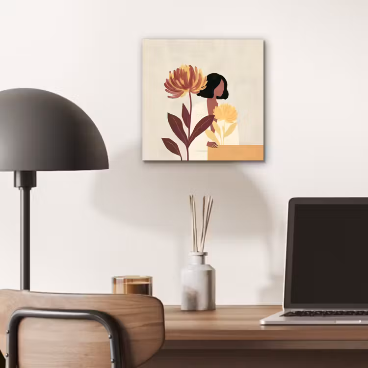 Aluminium schilderij - Vrouw - Minimalistisch - Bloem — 6