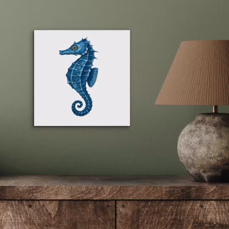 Aluminium schilderij - Zeepaardje - Staart - Blauw — 3