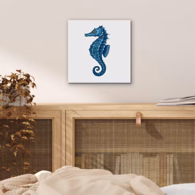 Aluminium schilderij - Zeepaardje - Staart - Blauw — 4