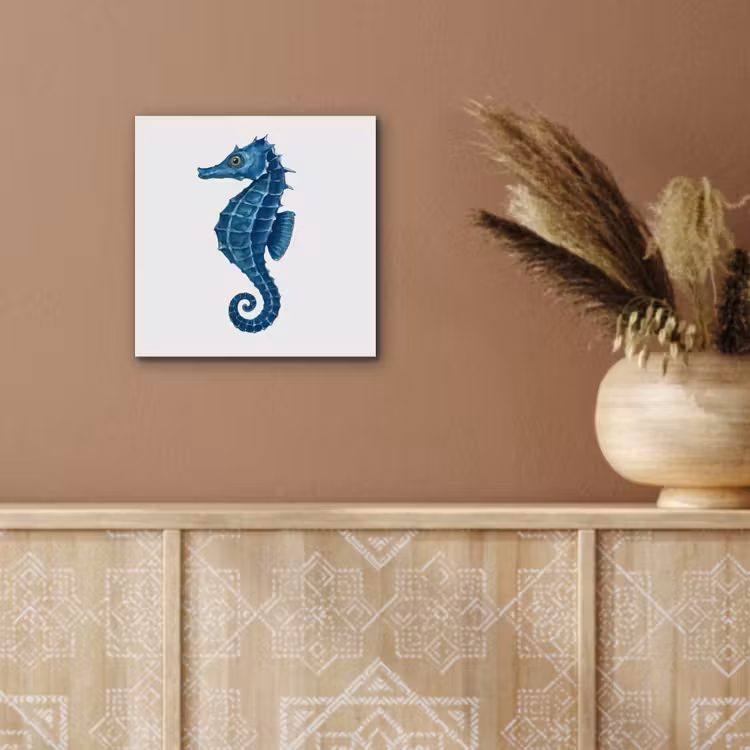 Aluminium schilderij - Zeepaardje - Staart - Blauw — 5
