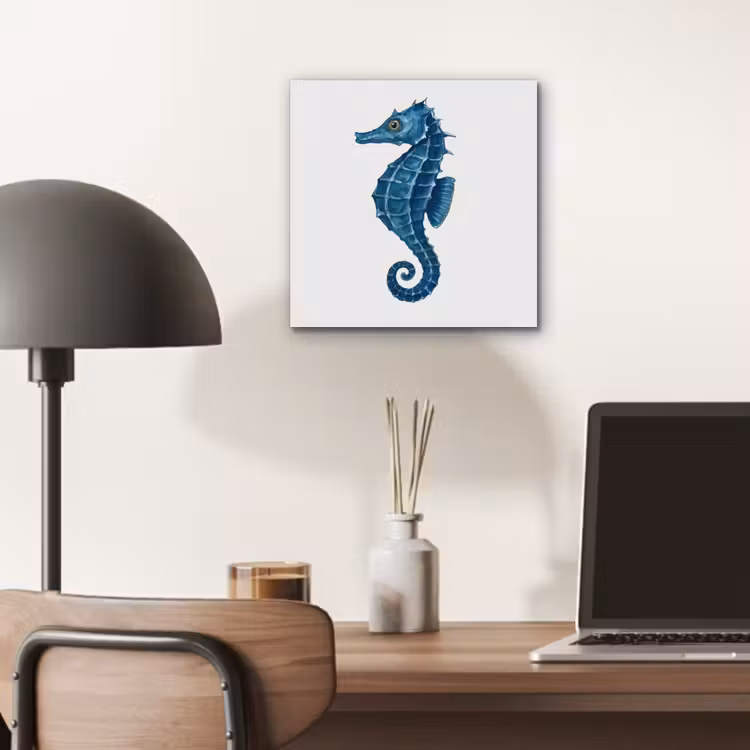 Aluminium schilderij - Zeepaardje - Staart - Blauw — 6