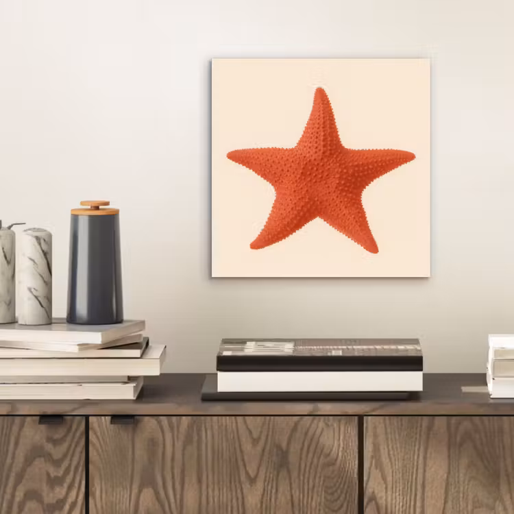 Aluminium schilderij - Zeester - Bobbels - Rood — 2