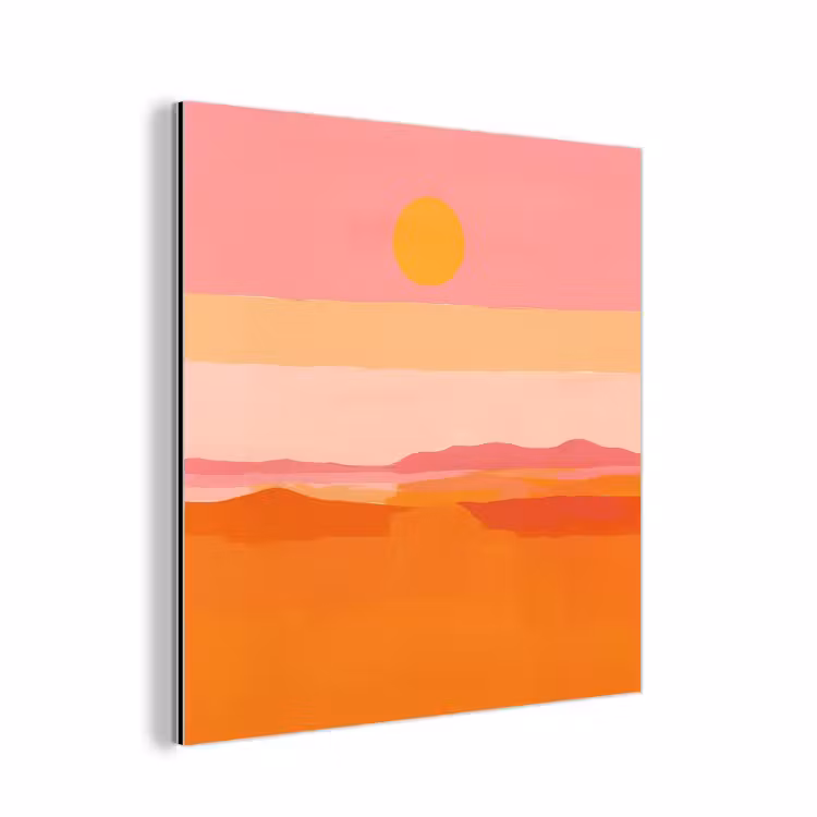 Aluminium schilderij - Zon - Abstract - Landschap - Oranje — 1