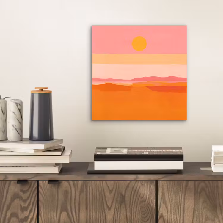 Aluminium schilderij - Zon - Abstract - Landschap - Oranje — 2