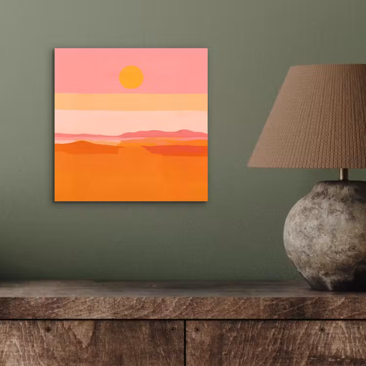 Aluminium schilderij - Zon - Abstract - Landschap - Oranje — 3