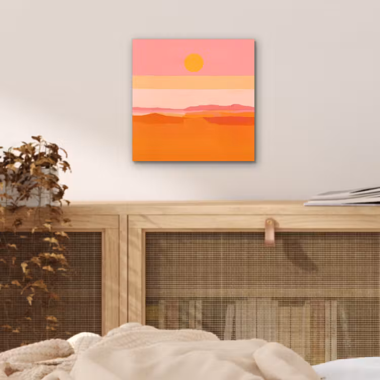 Aluminium schilderij - Zon - Abstract - Landschap - Oranje — 4