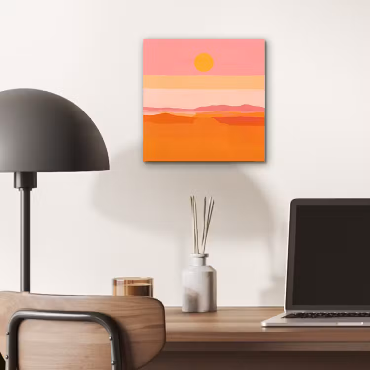 Aluminium schilderij - Zon - Abstract - Landschap - Oranje — 6