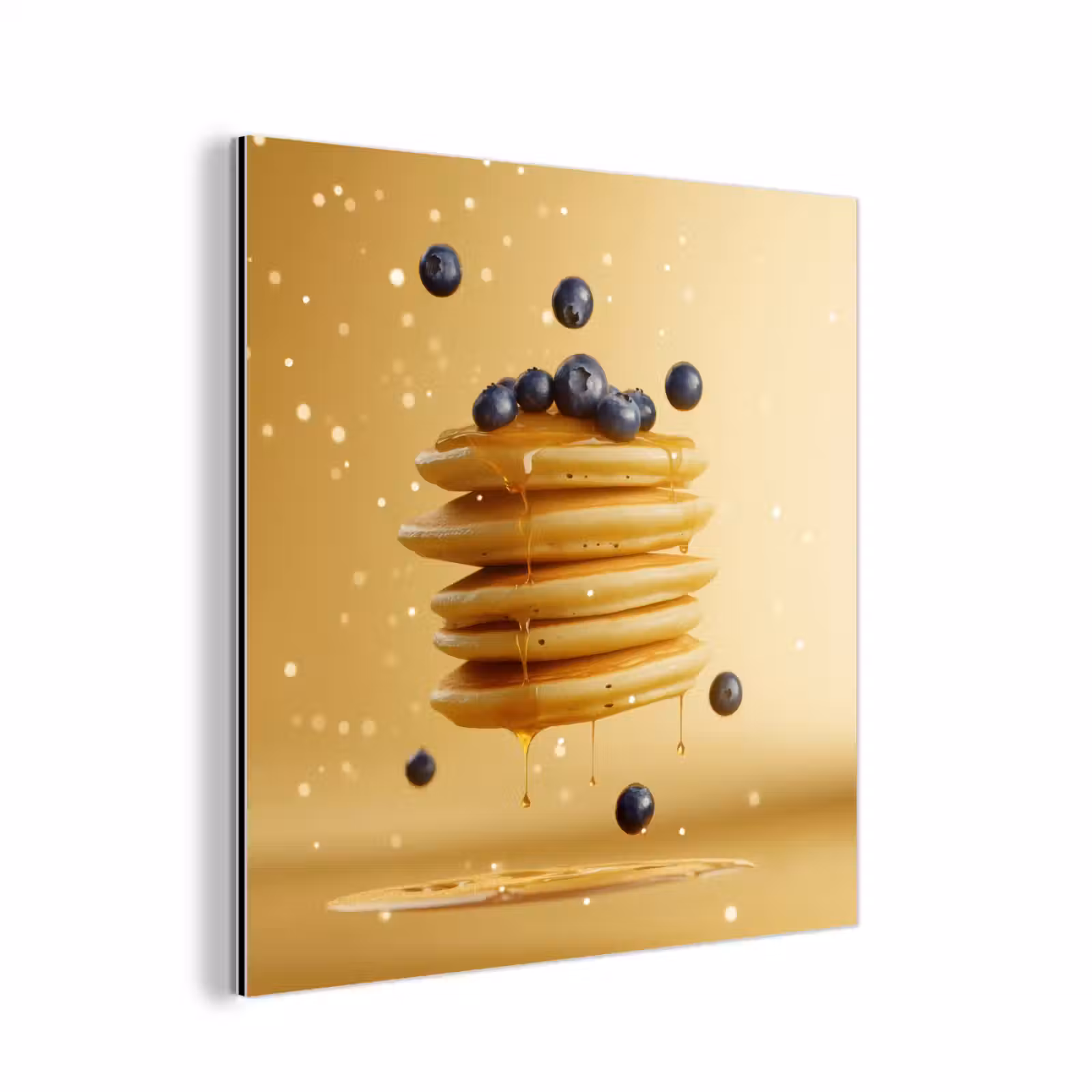 Aluminium schilderij - Pannenkoeken - Eten - Honing - Geel — 1