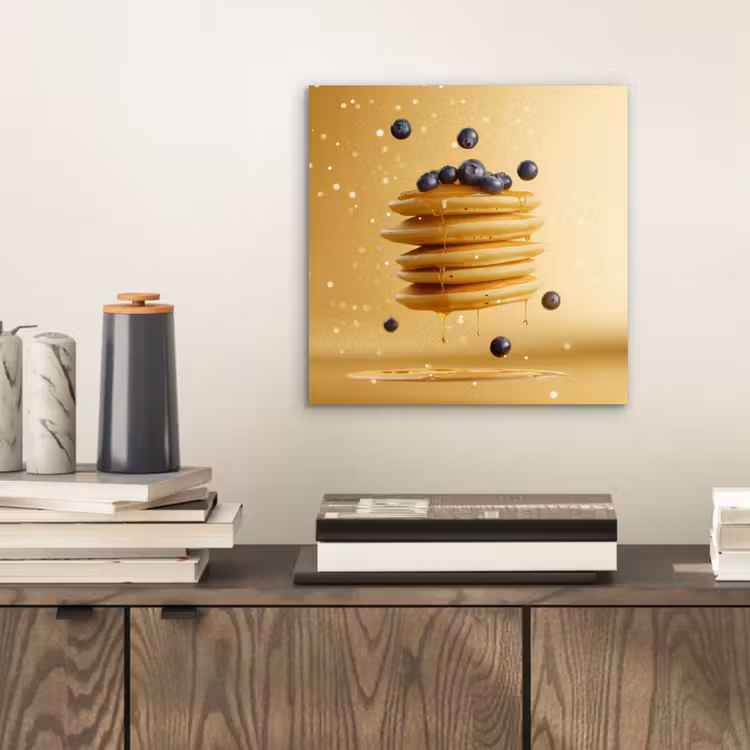 Aluminium schilderij - Pannenkoeken - Eten - Honing - Geel — 2
