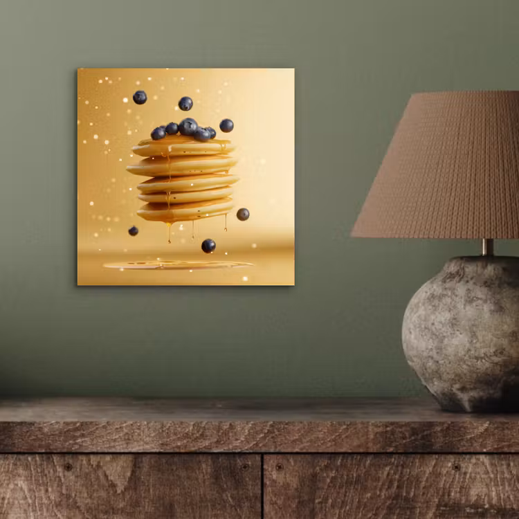 Aluminium schilderij - Pannenkoeken - Eten - Honing - Geel — 3