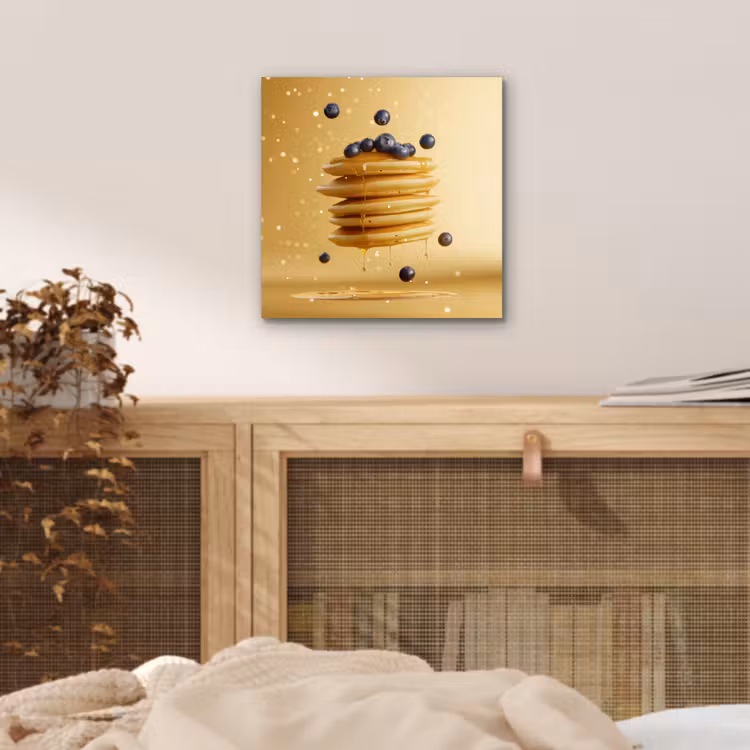 Aluminium schilderij - Pannenkoeken - Eten - Honing - Geel — 4