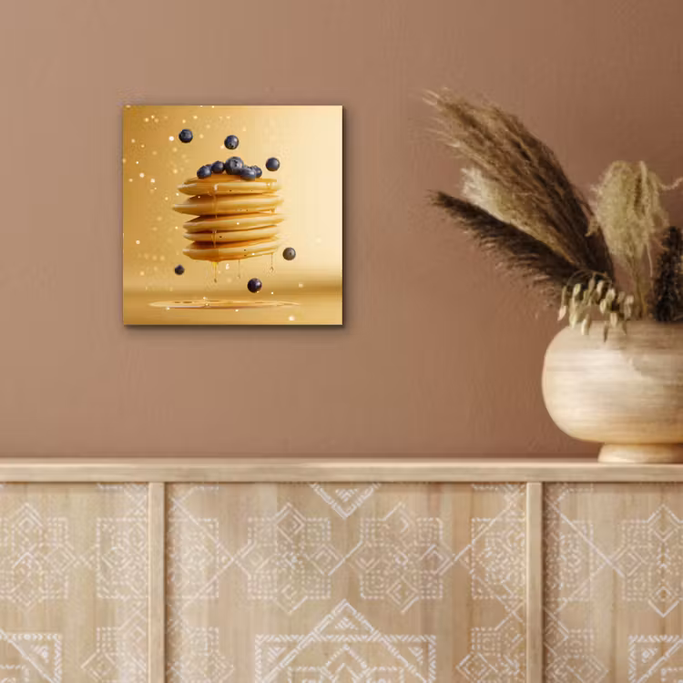 Aluminium schilderij - Pannenkoeken - Eten - Honing - Geel — 5