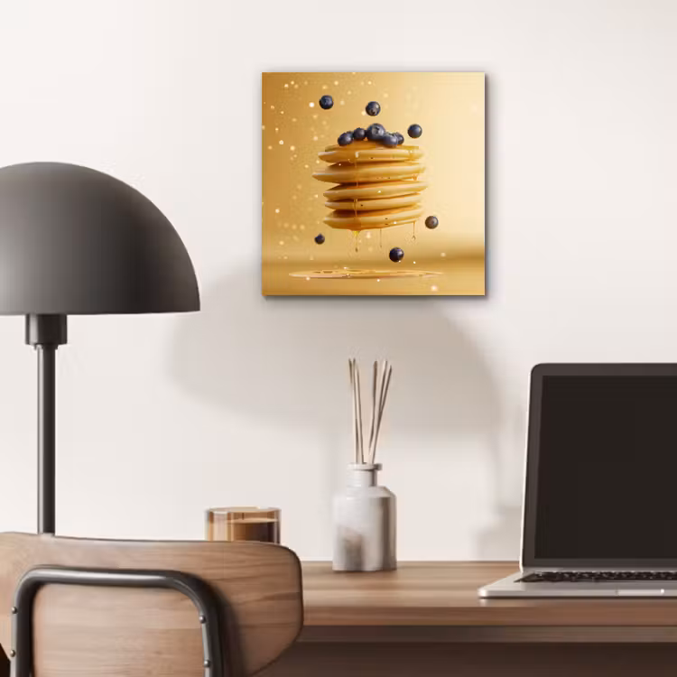 Aluminium schilderij - Pannenkoeken - Eten - Honing - Geel — 6