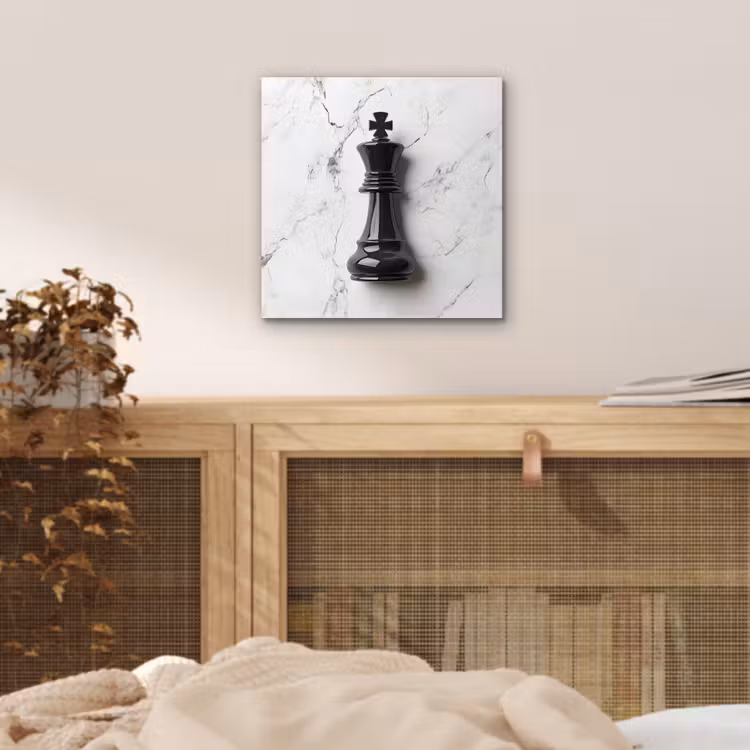 Aluminium schilderij - Schaakstuk - Koning - Zwart - Marmer — 4