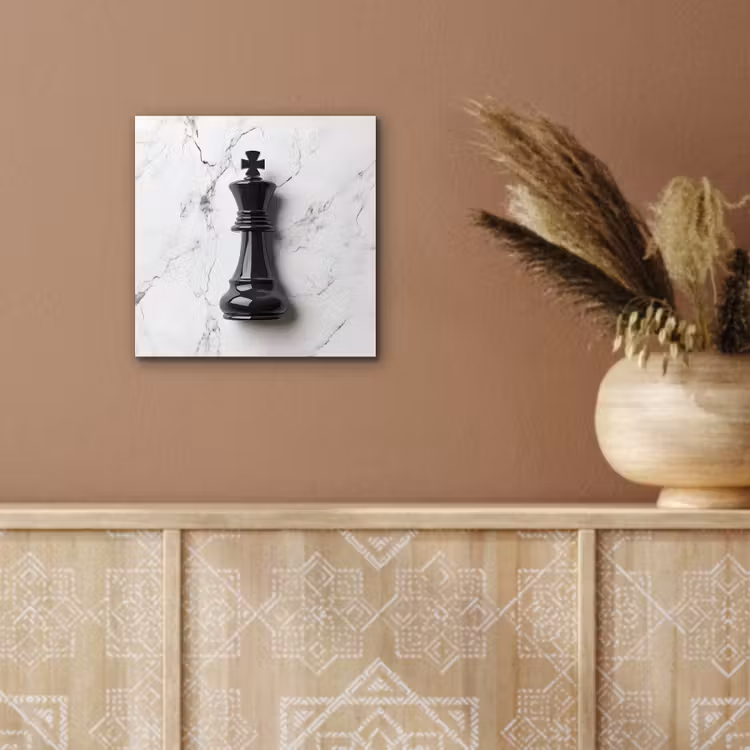 Aluminium schilderij - Schaakstuk - Koning - Zwart - Marmer — 5