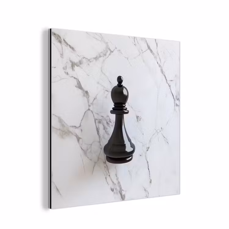 Aluminium schilderij - Schaakstuk - Loper - Zwart - Marmer — 1