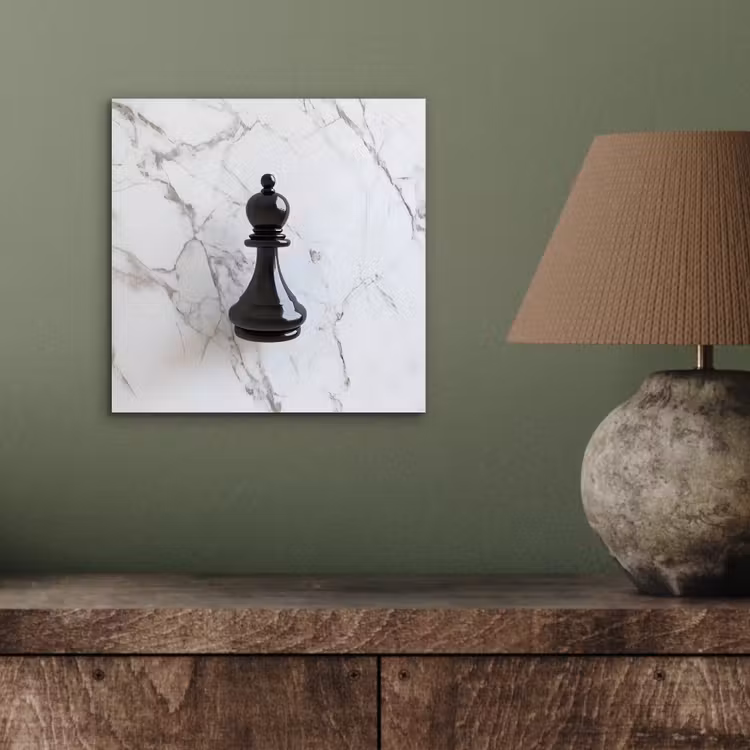 Aluminium schilderij - Schaakstuk - Loper - Zwart - Marmer — 3