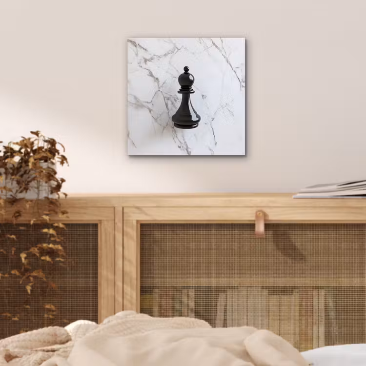 Aluminium schilderij - Schaakstuk - Loper - Zwart - Marmer — 4