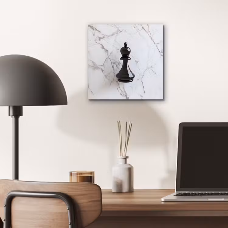 Aluminium schilderij - Schaakstuk - Loper - Zwart - Marmer — 6