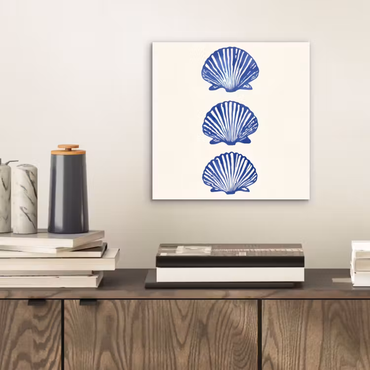 Aluminium schilderij - Schelpen - Blauw - Patroon — 2