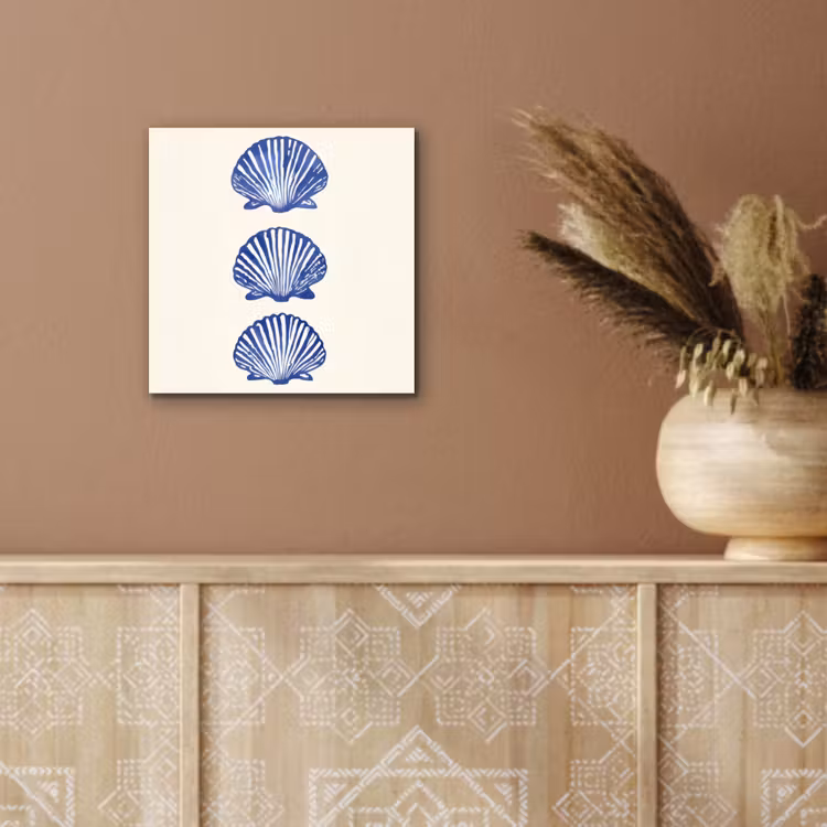 Aluminium schilderij - Schelpen - Blauw - Patroon — 5