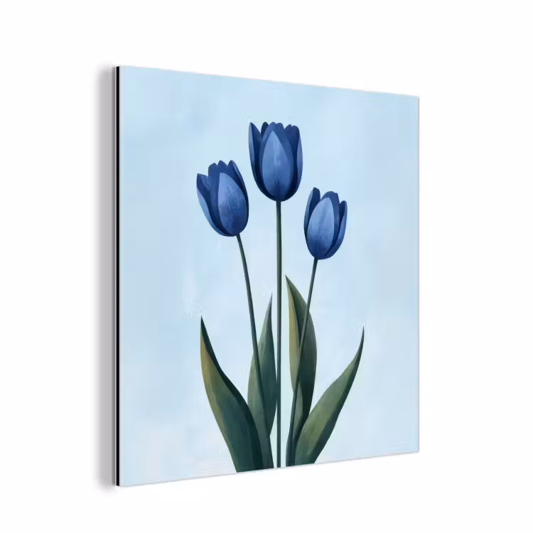 Aluminium schilderij - Tulpen - Blauw - Bladeren — 1