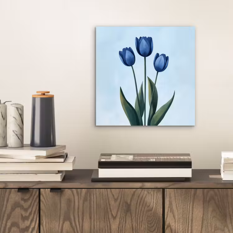 Aluminium schilderij - Tulpen - Blauw - Bladeren — 2