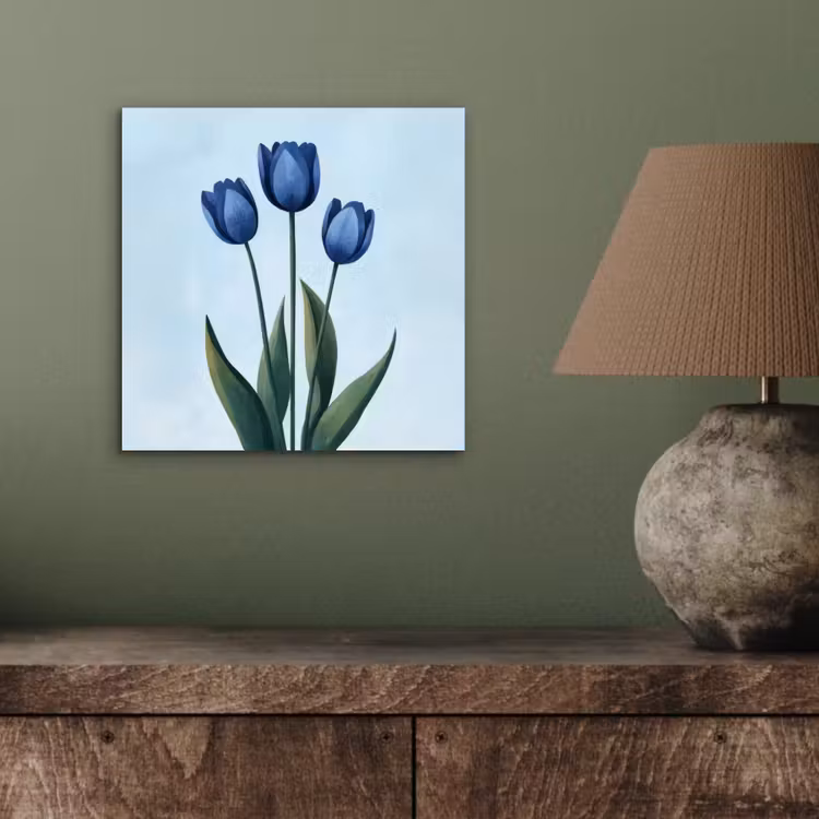 Aluminium schilderij - Tulpen - Blauw - Bladeren — 3