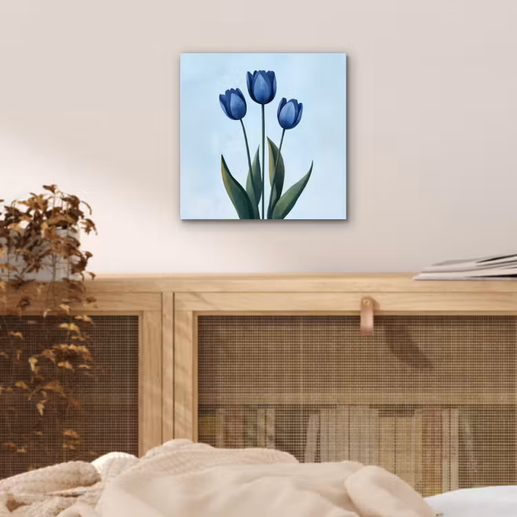 Aluminium schilderij - Tulpen - Blauw - Bladeren — 4