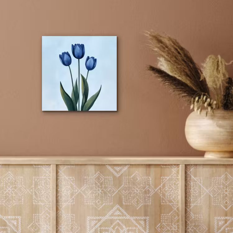 Aluminium schilderij - Tulpen - Blauw - Bladeren — 5