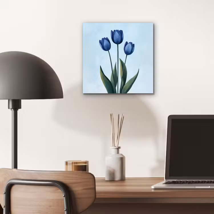 Aluminium schilderij - Tulpen - Blauw - Bladeren — 6